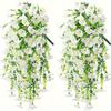 3 Artificial White Trumpet Flowers | Lifelike Hanging Flowers for Outdoor Faux Floral Arrangements | Suitable for Garden Decorations