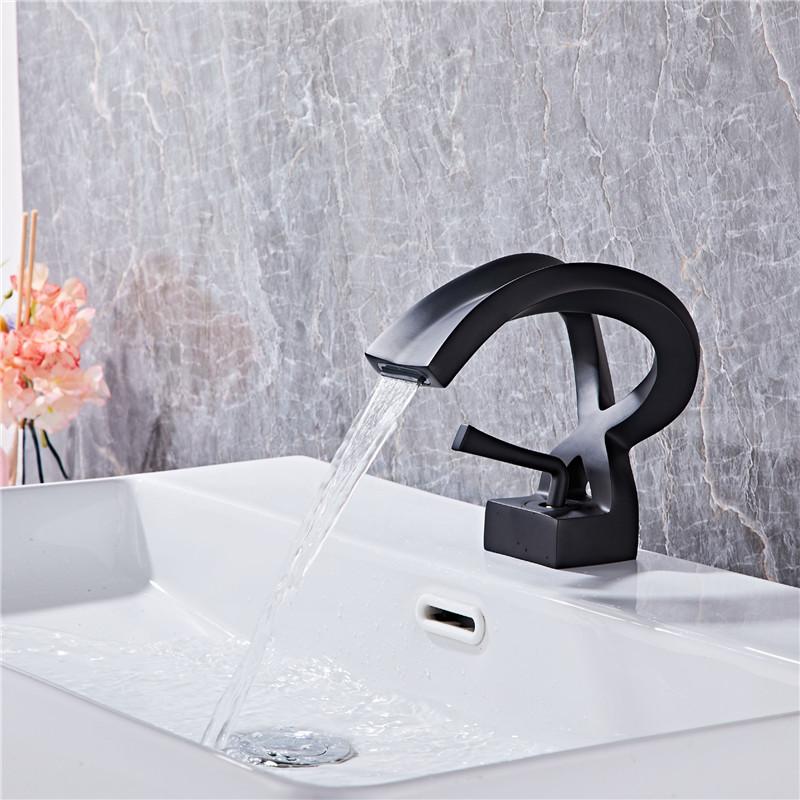 Tuqiu Black Basin Faucet Gray Bathroom Mixer Tap Brass Lavotory Faucet Washbasin Faucet  Hot and Cold Elegant Crane For Bathroom