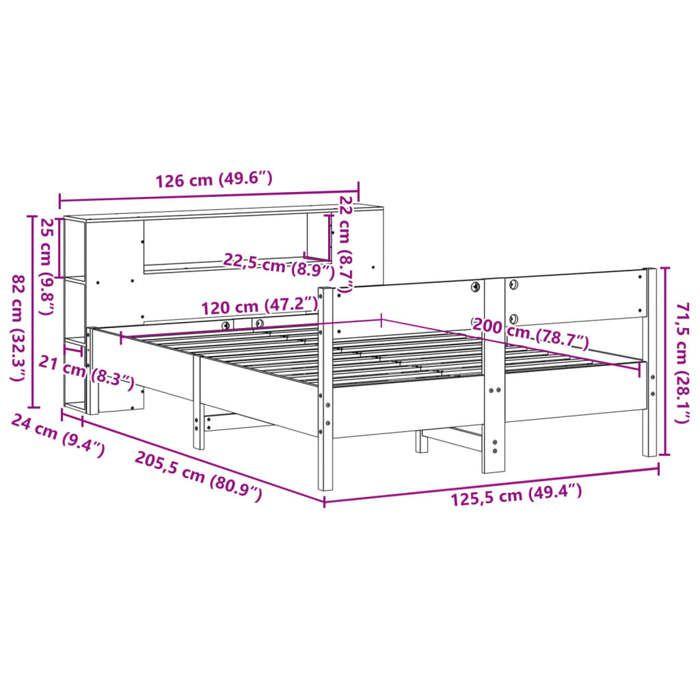 VidaXL Lit bibliothèque sans matelas blanc 120x200 cm bois pin massif 3322952