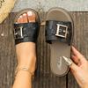 Moda Nuevas Diapositivas para Mujer Hebilla de Personalidad Punta Abierta Resistente al Desgaste Oficina Blanco Zapatillas Planas Verano Sandalias para Playa Arenosa Zapatos de Mujer