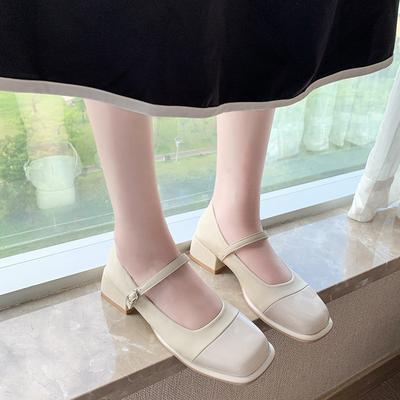 Fashion Women's Fashion Mary Jane Single Shoes 2024 Spring and Summer New Thick with Mid Heel Comfortable Anti-Slip Versatile High Heels