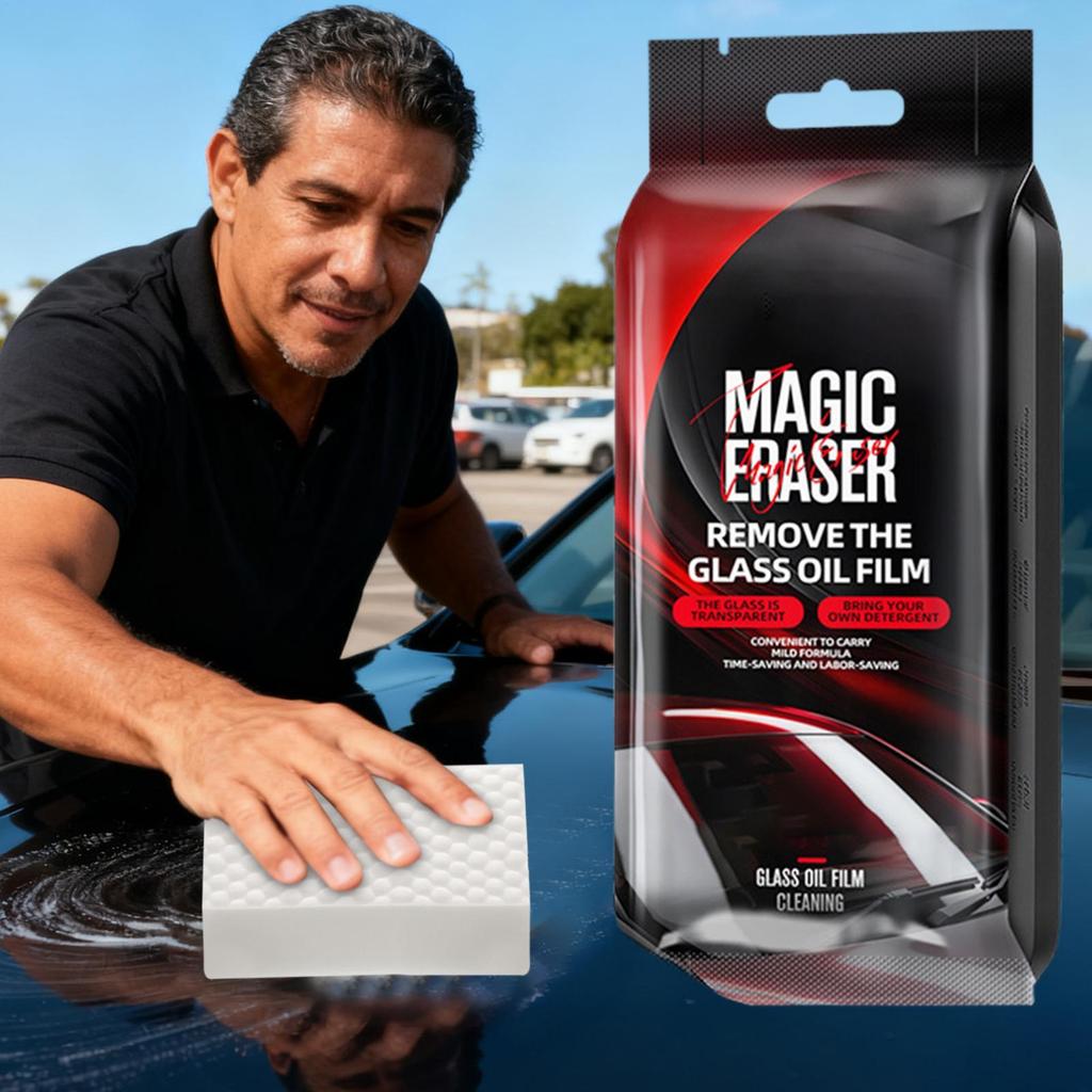Windshield Oil Film Remover 5 Pieces Auto Cleaning Supplies Car Glass Stain Removal Sponge For Detailers Drivers Road Trips