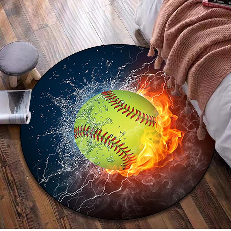 Fire And Water ball Circular Rug - Office Decorative Carpet For Living Room Bedroom Door Mat Floor Rug Computer Chair Area Rug
