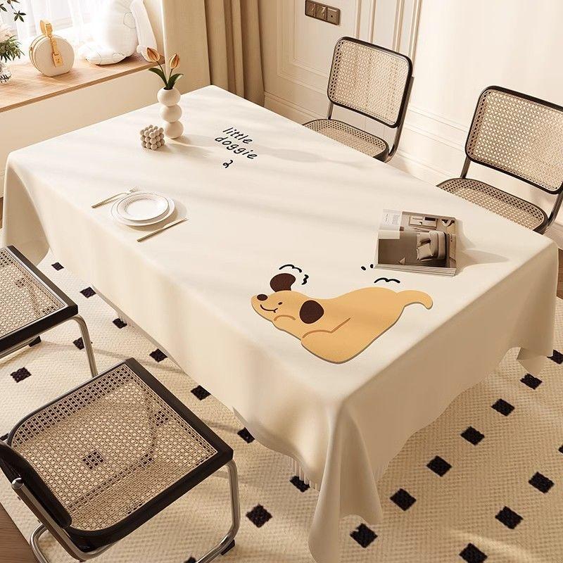 Tablecloth Light Luxury High-End Dining Table Cloth Waterproof, Oil-Proof And Anti-Scalding Leave-In Rectangular Coffee Table Tablecloth