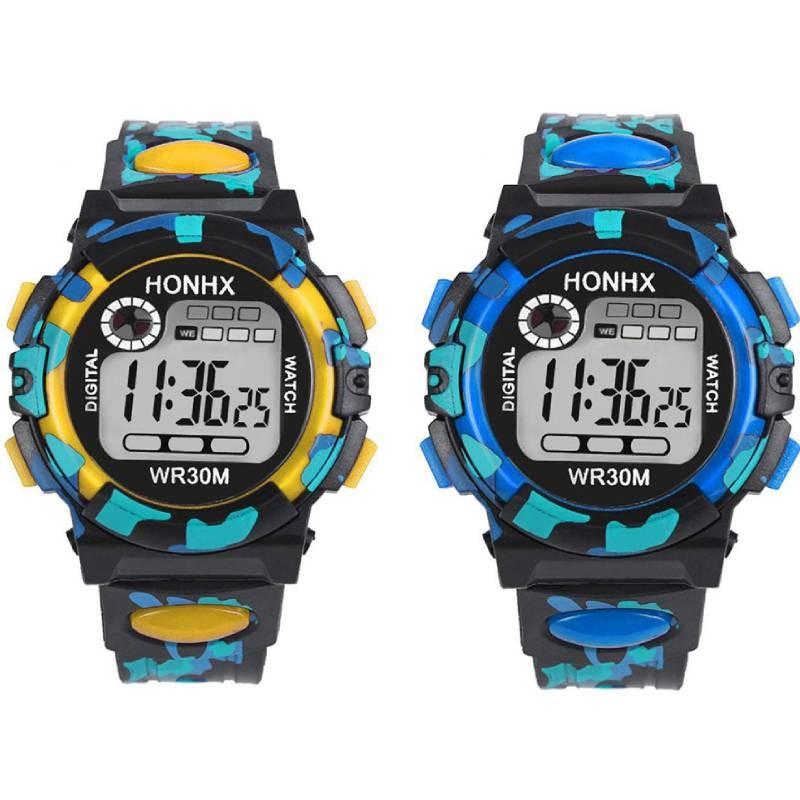 Honhx Men's Multi-functional Led Sports Watch In Stylish Camouflage Design For Students And Kids With Waterproof Features And Night Light