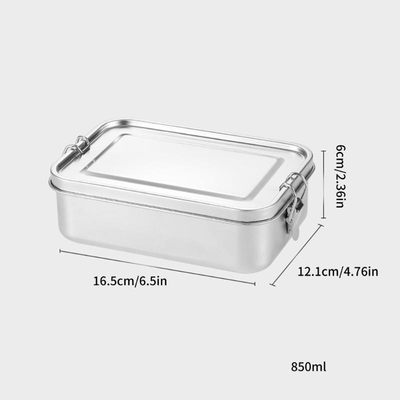 Fiambrera Metálica de 850ML con Compartimentos Contenedor de Almuerzo de Acero Inoxidable Fiambrera Reutilizable para el Hogar, la Oficina y la Escuela