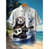 Animal Pattern, Fashion Trend, Street Outdoor, High-Quality And Comfortable Linen Men's Short Sleeved Casual Shirt