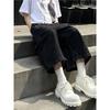 American High Street Retro Washed Big Pocket Wide Leg Seven-point Jeans Men's and Women's Summer Loose Tooling Trousers
