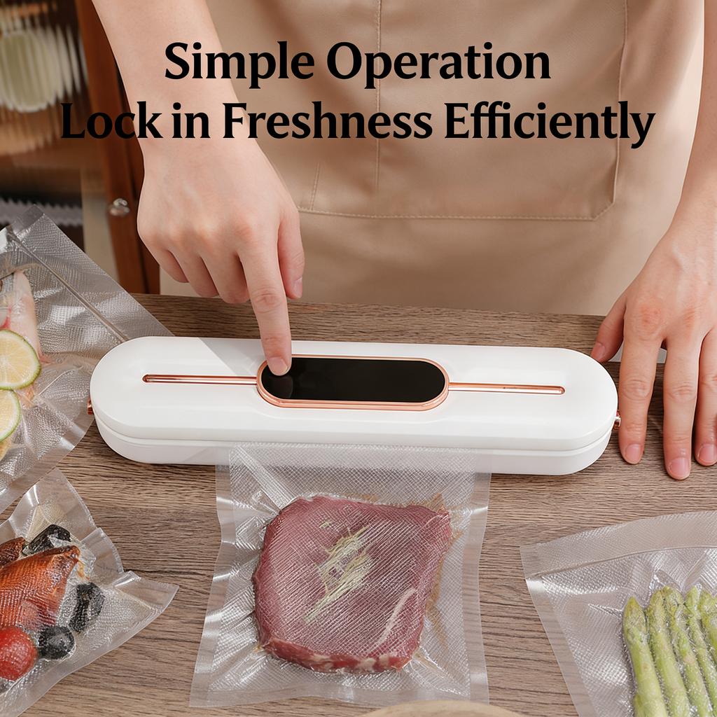 Compact Vacuum Sealer for Freshness, One-Touch Seal, Kitchen Storage