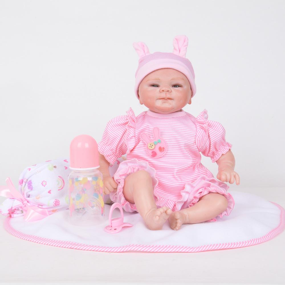 Lifelike Baby Reborn Dolls Rooted Mohair Silicone Vinyl Fake Newborn Doll Baby