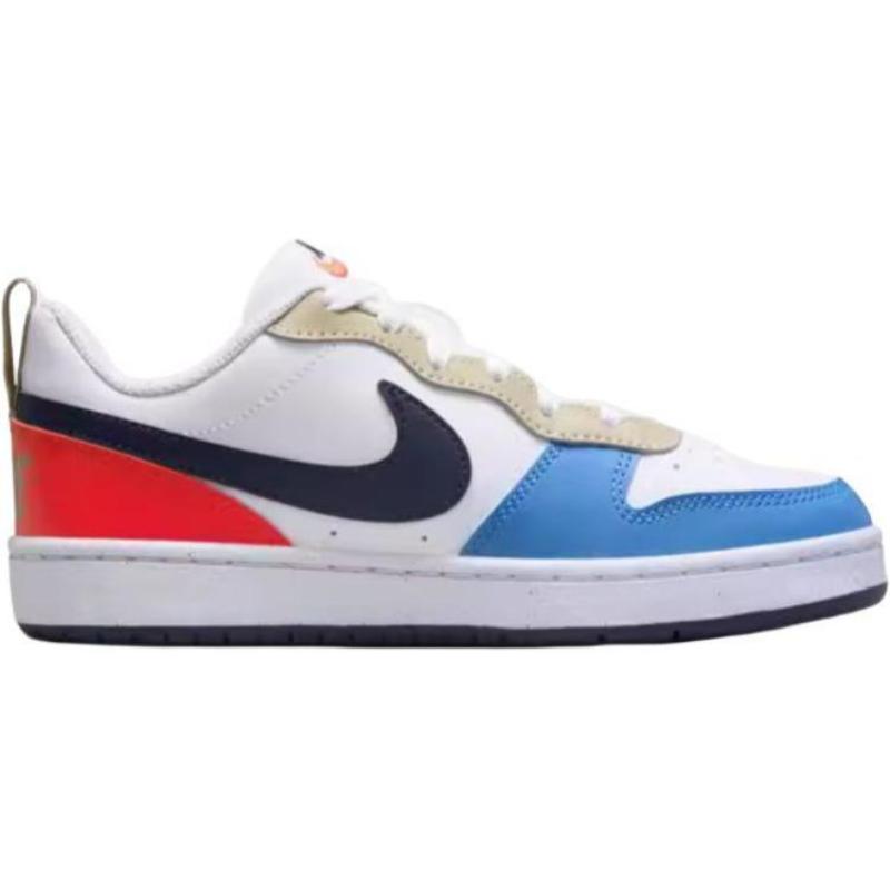 Nike Court Borough Cushioning Abrasion Resistant Breathable Low Top Kids' Skateboarding Shoes White Blue Sneakers DV5456-124