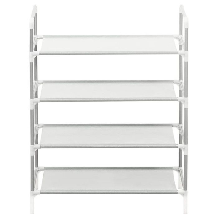 VidaXL Shoe Rack 4 Shelves Metal and Non-woven Fabric Silvery 330042