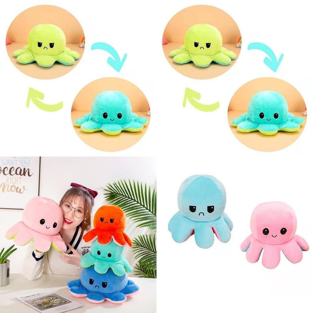 Entzückendes zweiseitiges Wende-Oktopus-Stofftier für Kinder mit weicher Textur