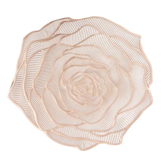 PVC Placemat Heat-Resistant Reusable Table Mat Hollow Rose Shape Insulation Pad for Dining Table Decoration