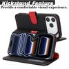 For iPhone 17 Pro Max Stand Case Litchi Texture Genuine Cow Leather Wallet Phone Cover RFID Blocking