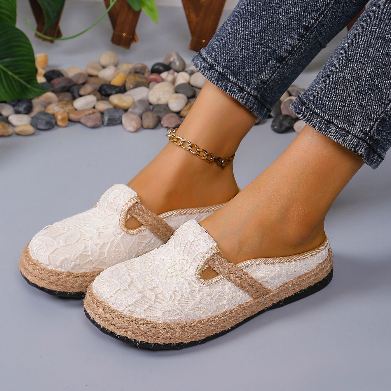 

Новинка 2024 года, женская тканевая обувь, летние льняные тканые тапочки, сандалии без шнуровки, тапочки, повседневная обувь 41