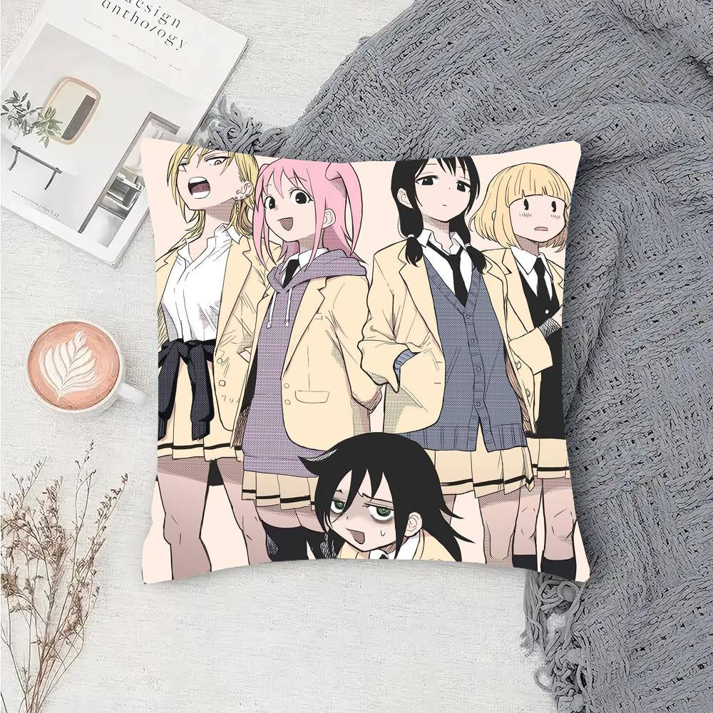 Anime Watamote K-Kuroki T-Tomoko Pillow Case Fashion Square Pillowcase Bedroom Sofa Room Ins Decoration Leisure