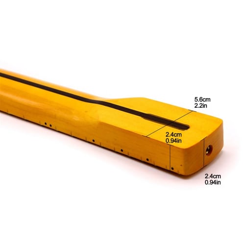YUAXIA 10-Piece 6-String Left-Handed Guitar Neck Set, 2.2-Inch Wide Yellow Gloss Maple Neck Replacement for ST Electric Guitars (21 Items)
