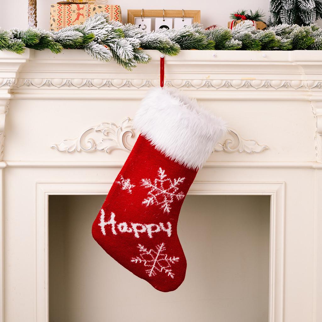 Quality Elegant High Christmas Stocking With Plush Fur Edge And Festive Letters