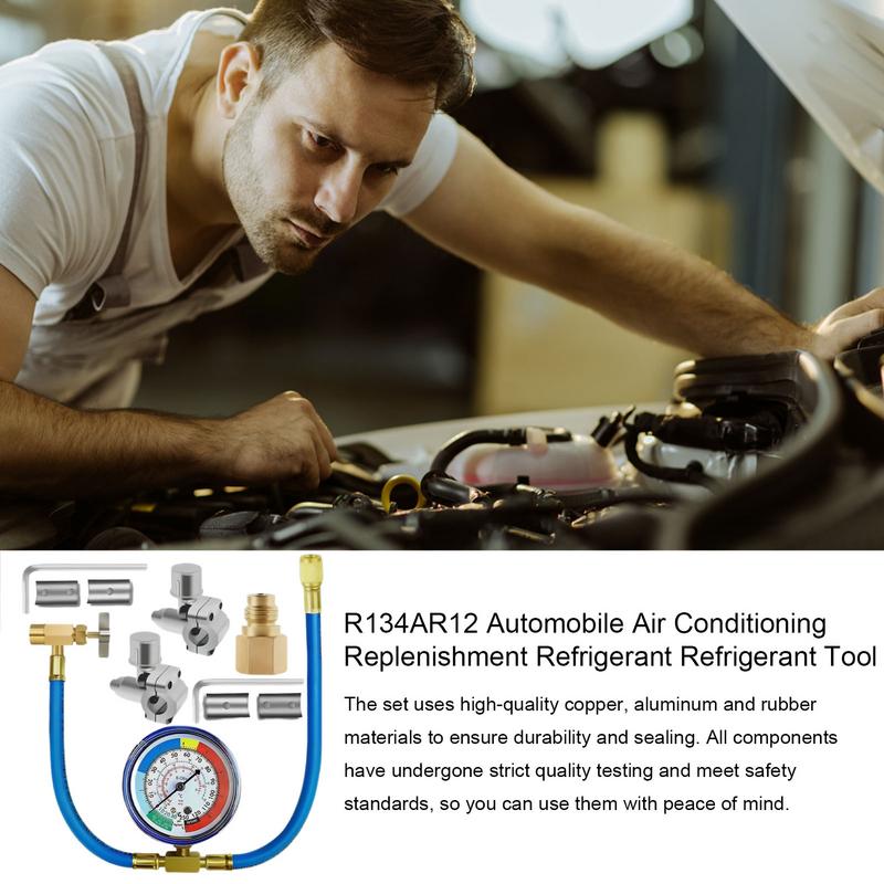 R134A Kit de reîncărcare a frigiderului Setul de robinet pentru cutie frigorifică R134AR12 Kit de reîncărcare a frigiderului Deschizător de robinet Unelte pentru supapă de distribuire