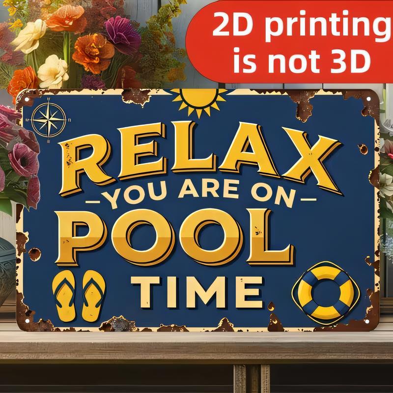Tin Sign Relax You Are On Pool Time Soccer Ball Vintage Metal Poster D Printing Not D Funny Sports Pub Bar Garage Wall Decor P