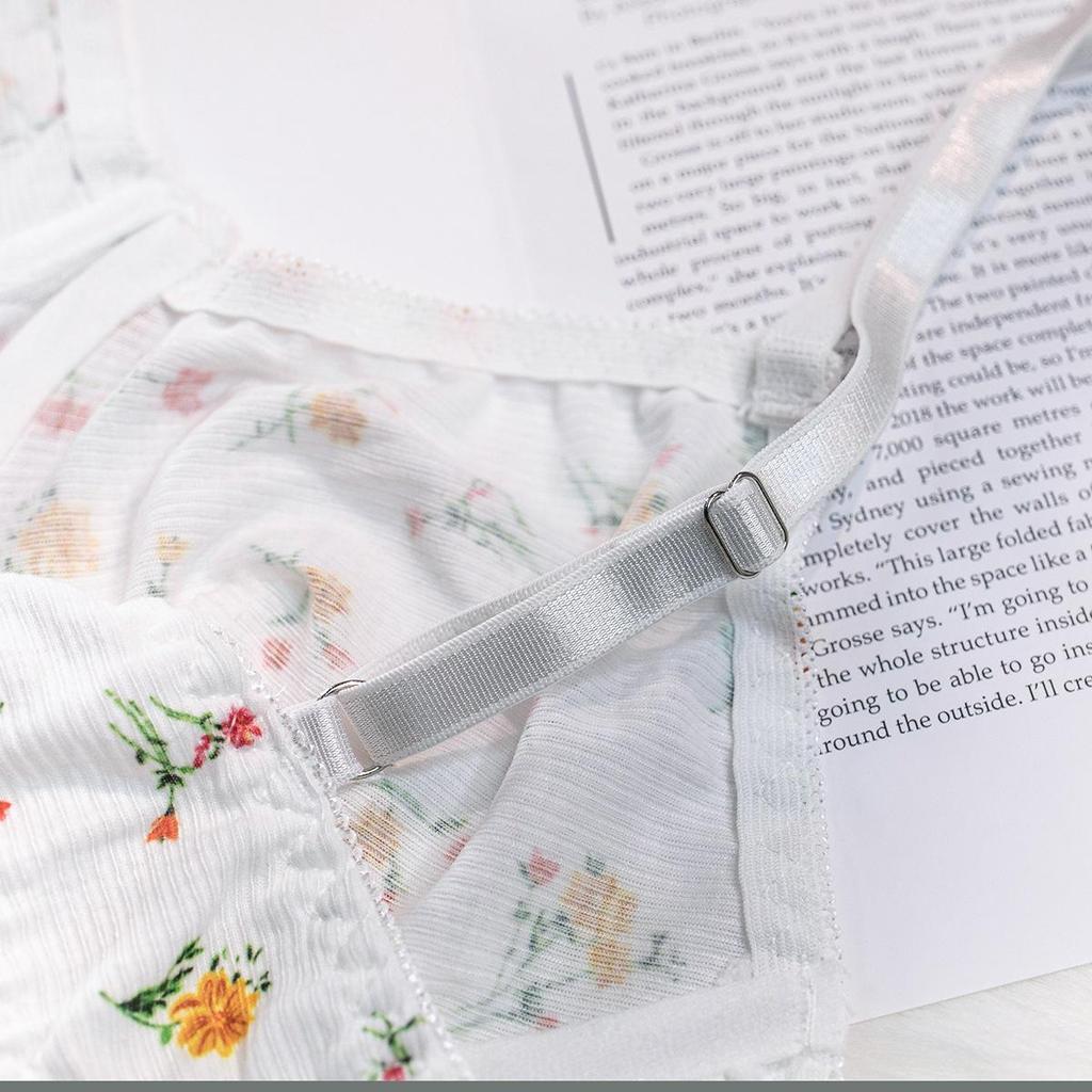 Summer European & American Floral Knit Sexy Underwear Set with Steel Ring