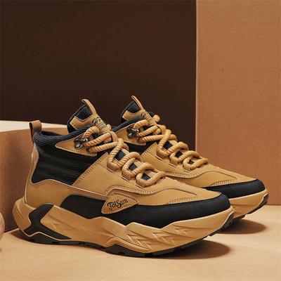 Autumn and Winter High-top Retro Paladin Outdoor Hiking Shoes Leather Waterproof Sneakers Trendy Dad Shoes