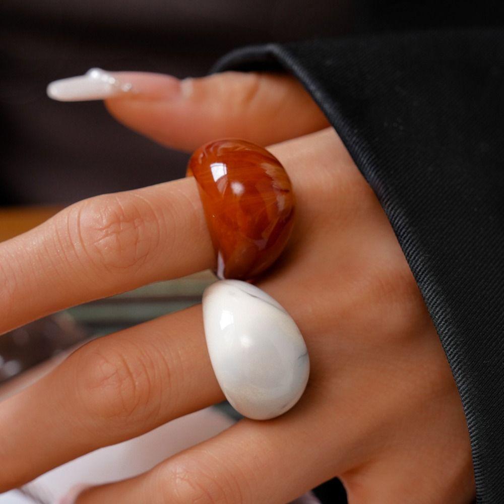 Melard Color Transparent Resin Ring Charm Irregular Ring Creative Acrylic Geometric Ring  Women