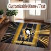 Custom Rug Pittsburgh Penguins Pattern Print Name Text Soft Non‑Slip Floor Carpet for Home Indoor Decoration