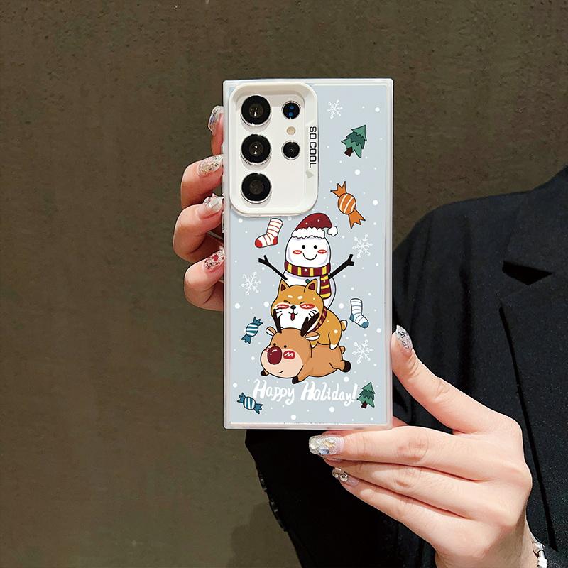 Husă pentru telefon cu laser pentru astronauți de Crăciun pentru iPhone 15 14 Pro Max 13 12 11 Samsung S23 S22 Ultra A54 A53 Copertă din spate cu model de căprior Moș Crăciun antișoc