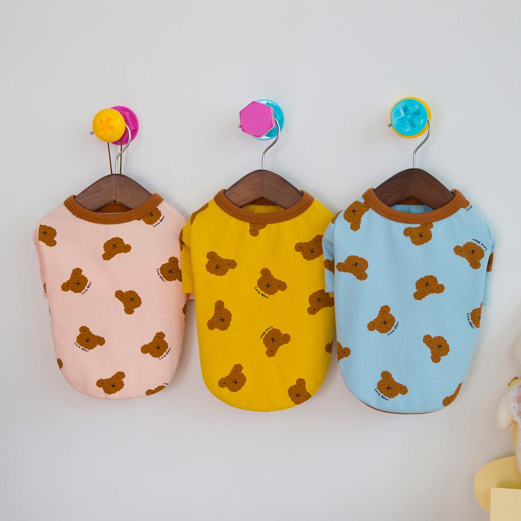 Pet Teddy Bear Base Shirt Small Dog Pet Clothing New Comfortable Clothing Elastic Printed Bear Four-color T-shirt Puppy Clothes
