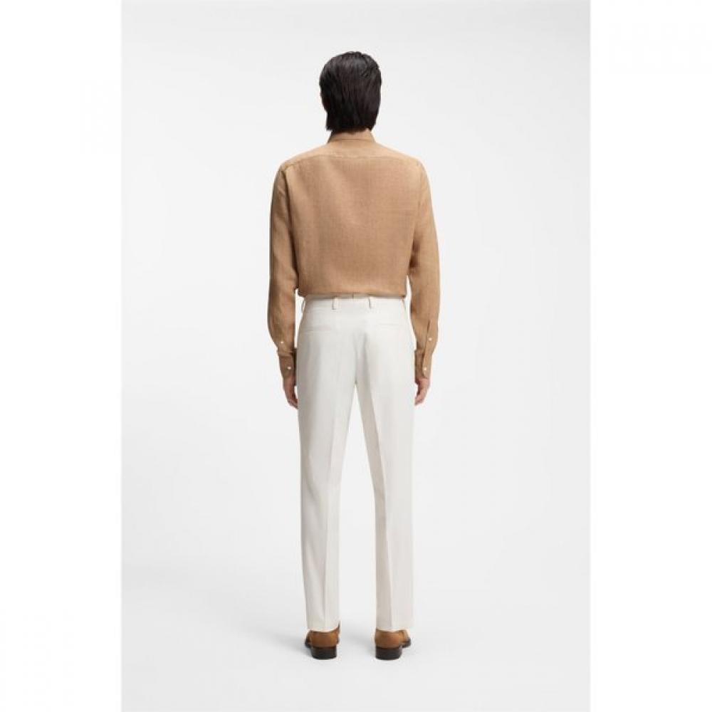 BOSS Easy Iron Stretch Cotton Tapered Fit Poplin Pants Open White  50561217118 