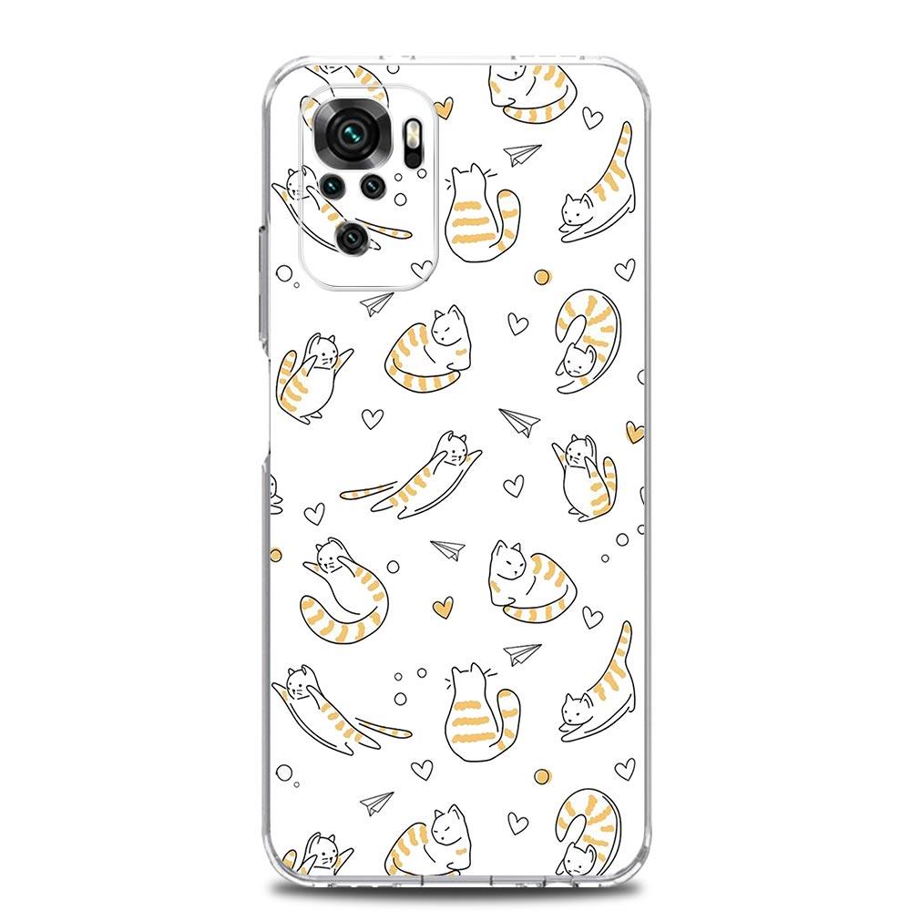 Cat Cute Kitten Cartoon Clear Phone Case For Xiaomi Redmi Note 12 5G 9S 9 8 10 11 Pro+ 9T 8T 10C 9C 9A 7 Pro Soft TPU Back Cover