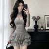 Night Main Store Dress Light Luxury Mesh Splicing Long Sleeve High Sense Cake Dress Skinny Small Sexy Skirt
