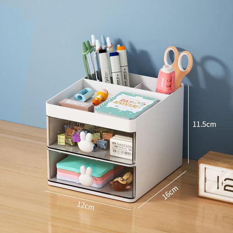 Small Desk Organizer With Drawer, Office Desktop Storage Box, Makeup Organizer, Business Card/pen/pencil/mobile Phone/stationery