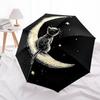 1pc Moon Cat Automatic Open/close Umbrella, 8-Rib Sturdy Structure, Artistic Pattern, Compact Design, Fashion Lovers L050