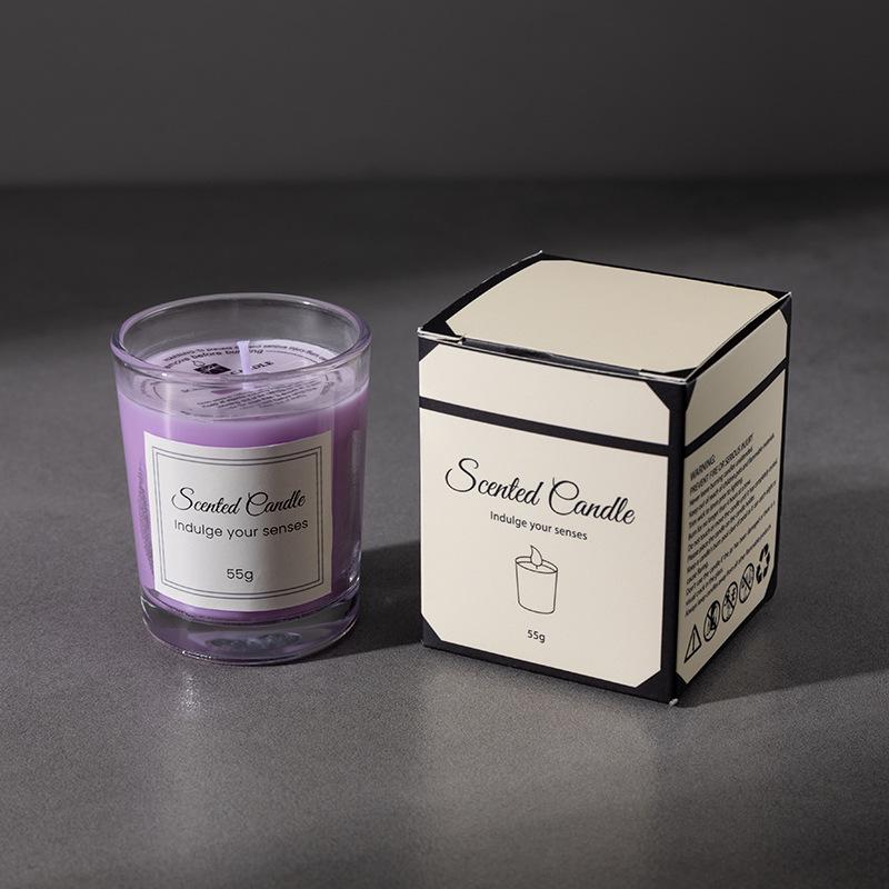 Colorful Soy Wax Aromatherapy Candle with Long-Lasting Fragrance in Transparent Cup for Bedroom and Home Use