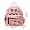 Retro Leather Backpack All-match Satchel Rivet Studded School Bag for Shopping
