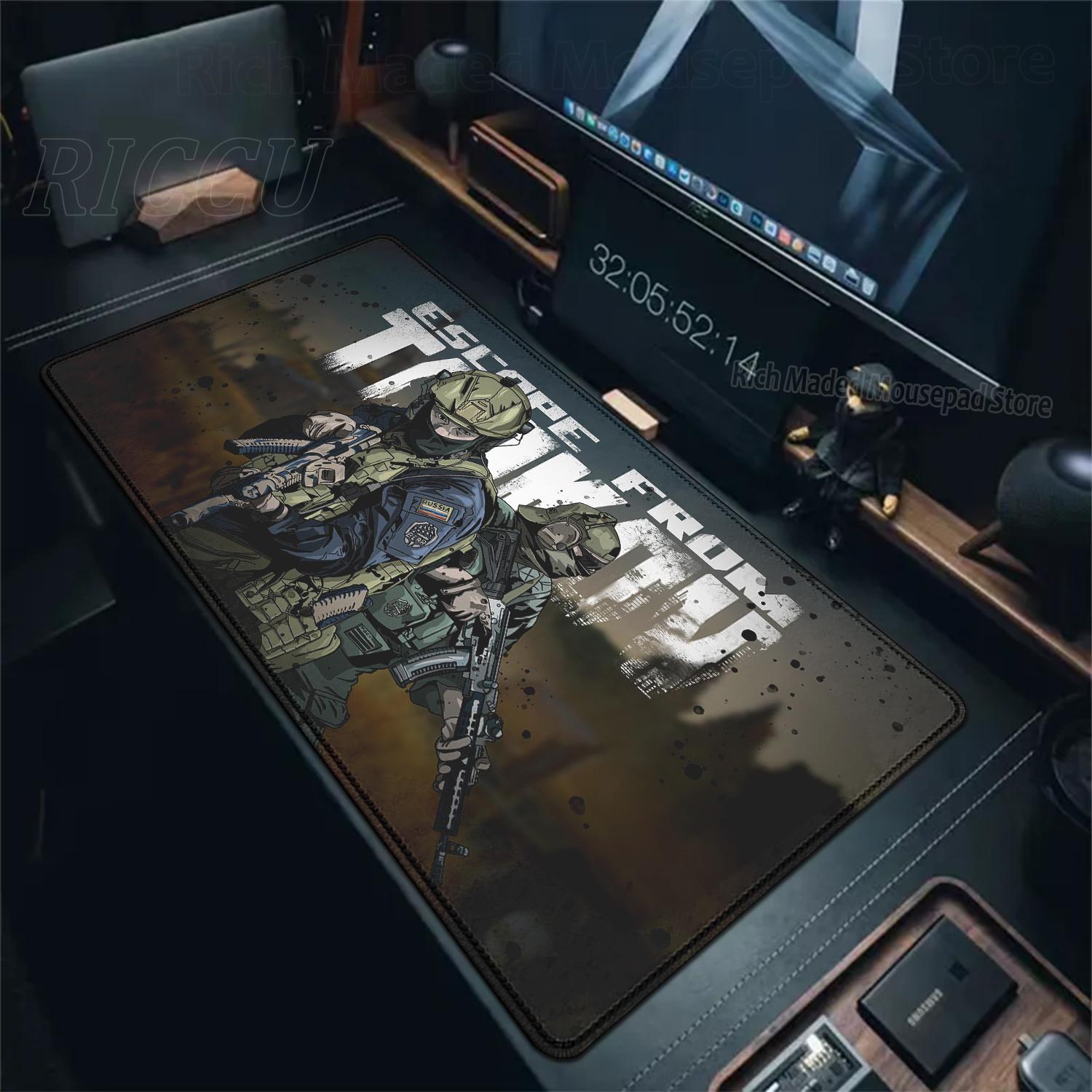 Gamer Große Schreibtischmatte Escape From Tarkov Mauspads Spielmatte XL Tastatur Mauspads Gaming Schreibtischzubehör XXL Anime PC Erweiterte Pads 900x400x3mm black