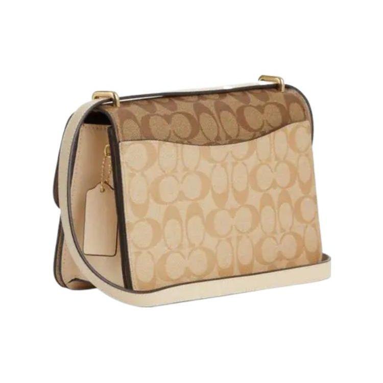 Coach Morgan 26 Classic Monogram Flap Snap Comfortable Leather Messenger Bag Women Shoulder Bag Khaki CM089-IMOT4