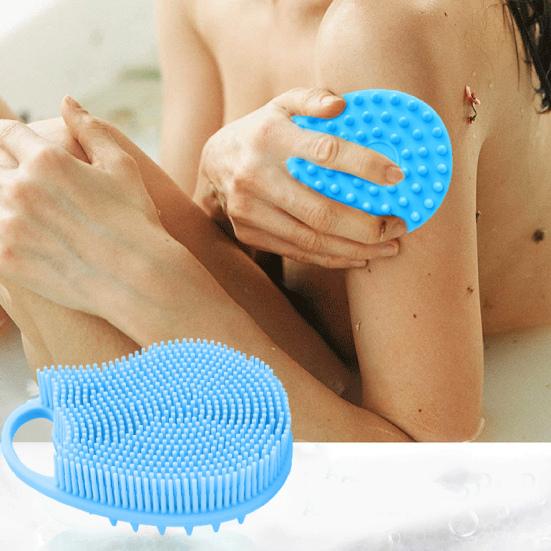 Bath Brush Double Sided Flexible Soft Bristles Hanging Hole Easy to Clean 2-in-1 Handheld Shampoo Brush Exfoliating Silicone Body Scrubber for Men