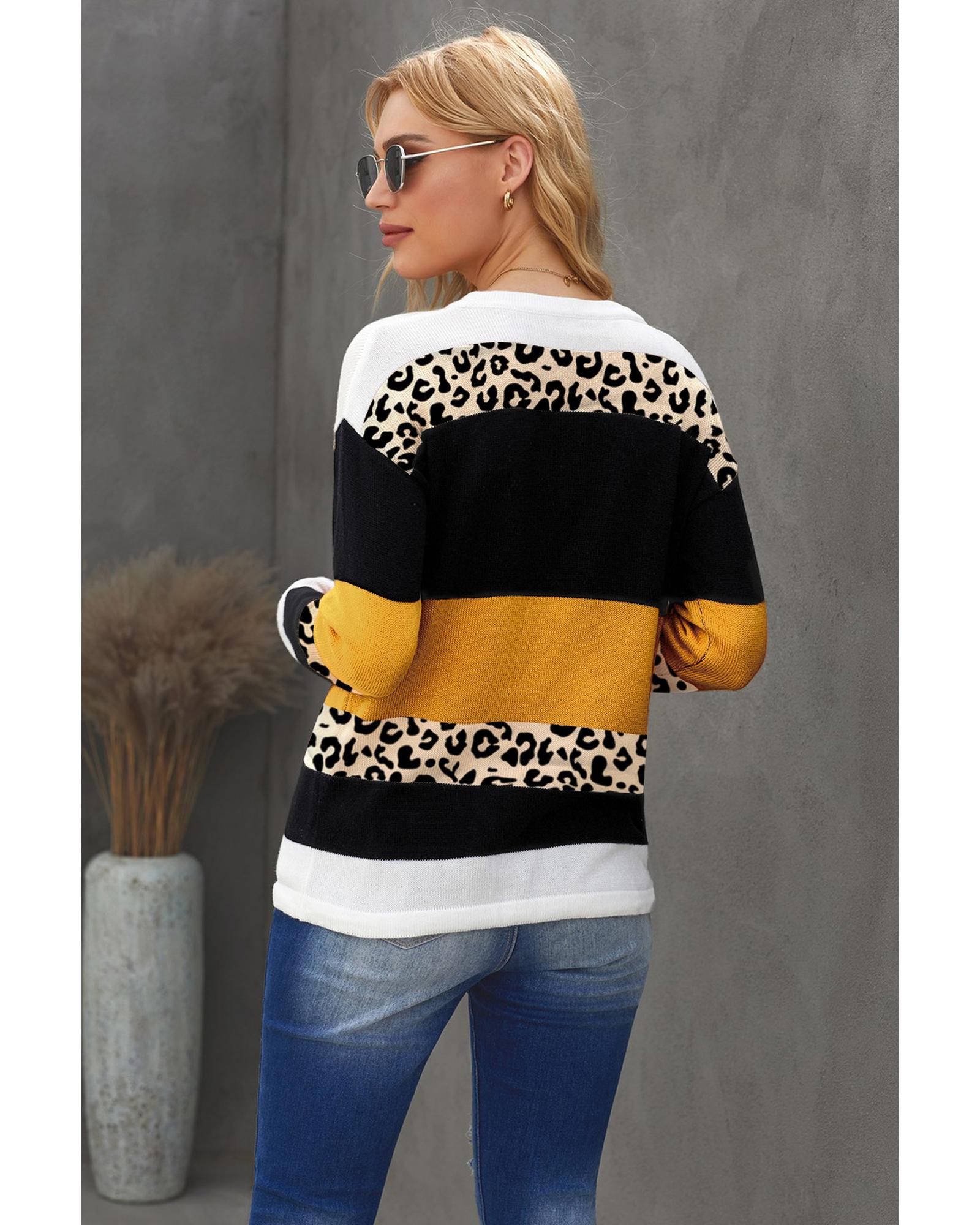 

Azura Exchange Леопардовий в язаний пуловер з кольоровими блоками M помаранчевий