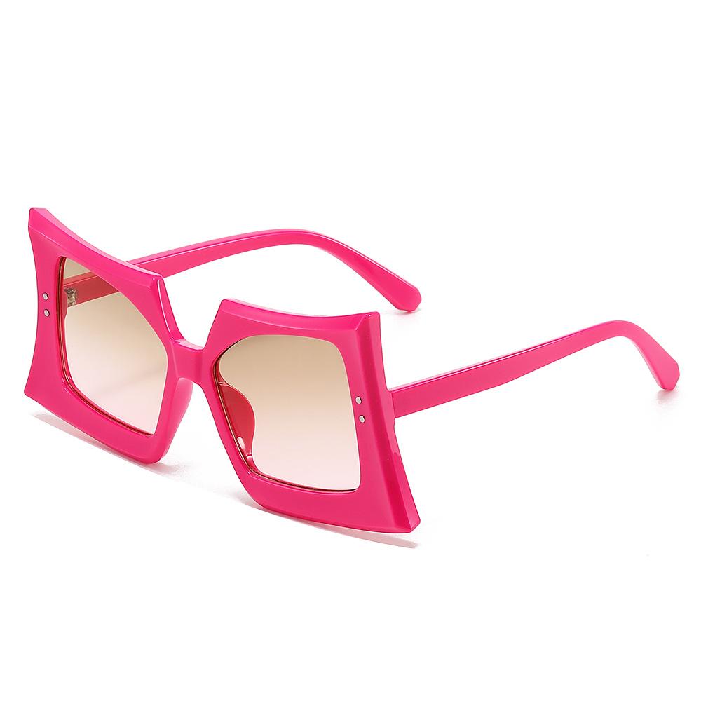 Wine Glass Sunglasses, Personalized Square Large-Frame Hip-Hop Beat Sunglasses For Women