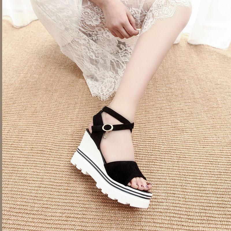 Fashion High Heels Women Sandals Casual Woman Shoes Platform Wedges Sandals Peep Toe Ladies Solid 8.5cm Heeled Sandalias De Mujer 2024