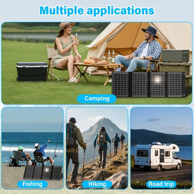 40W Foldable Solar Panel Monocrystalline Silicon Portable Solar Charger with USB Type-C DC Output for Outdoor Camping Hiking Travel Fishing Emergency