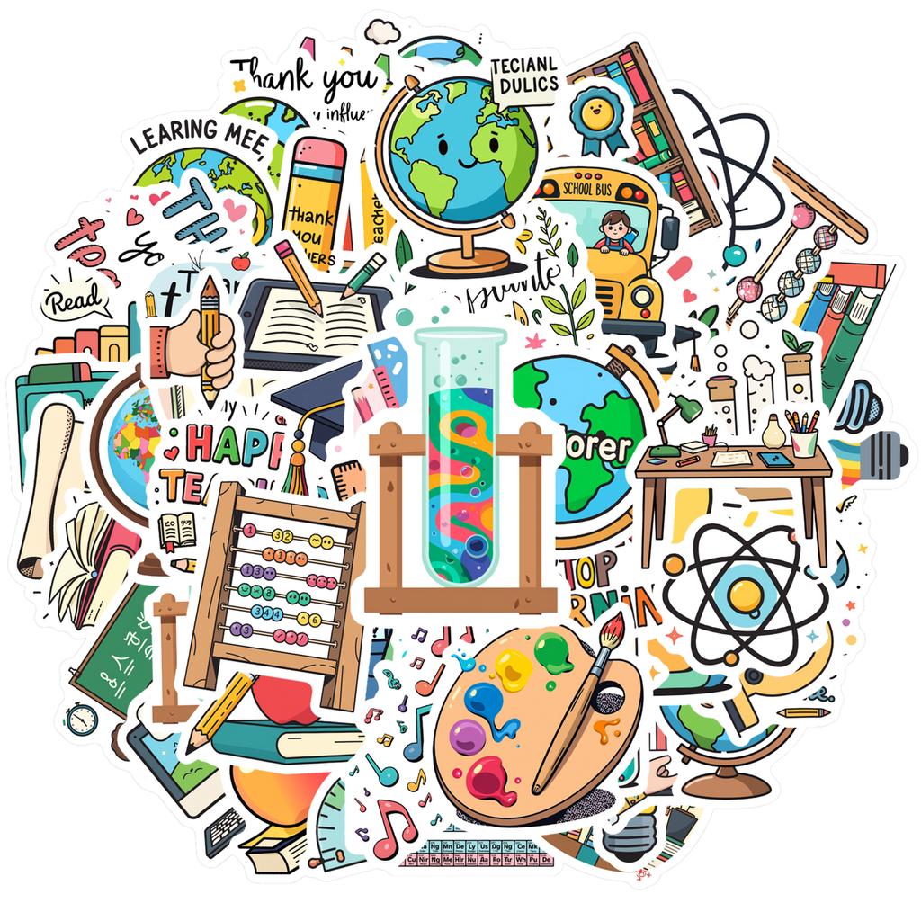 Cartoon Education Decals Cute School Teacher Reward Stickers Funny Stickers For Laptop Fridge Guitar