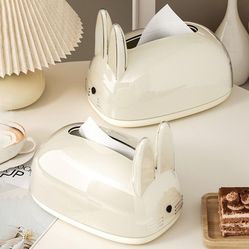

Creamy Style Paper Towel Dispenser Decorative Napkin Paper Case Modern Rabbit Tissue Box Desktop бежевий