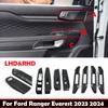 L/RHD For Ford Ranger Everest  2024 Interior Door Decorate Accessories Handshake Inner Door Window Lift Switch Control Cover