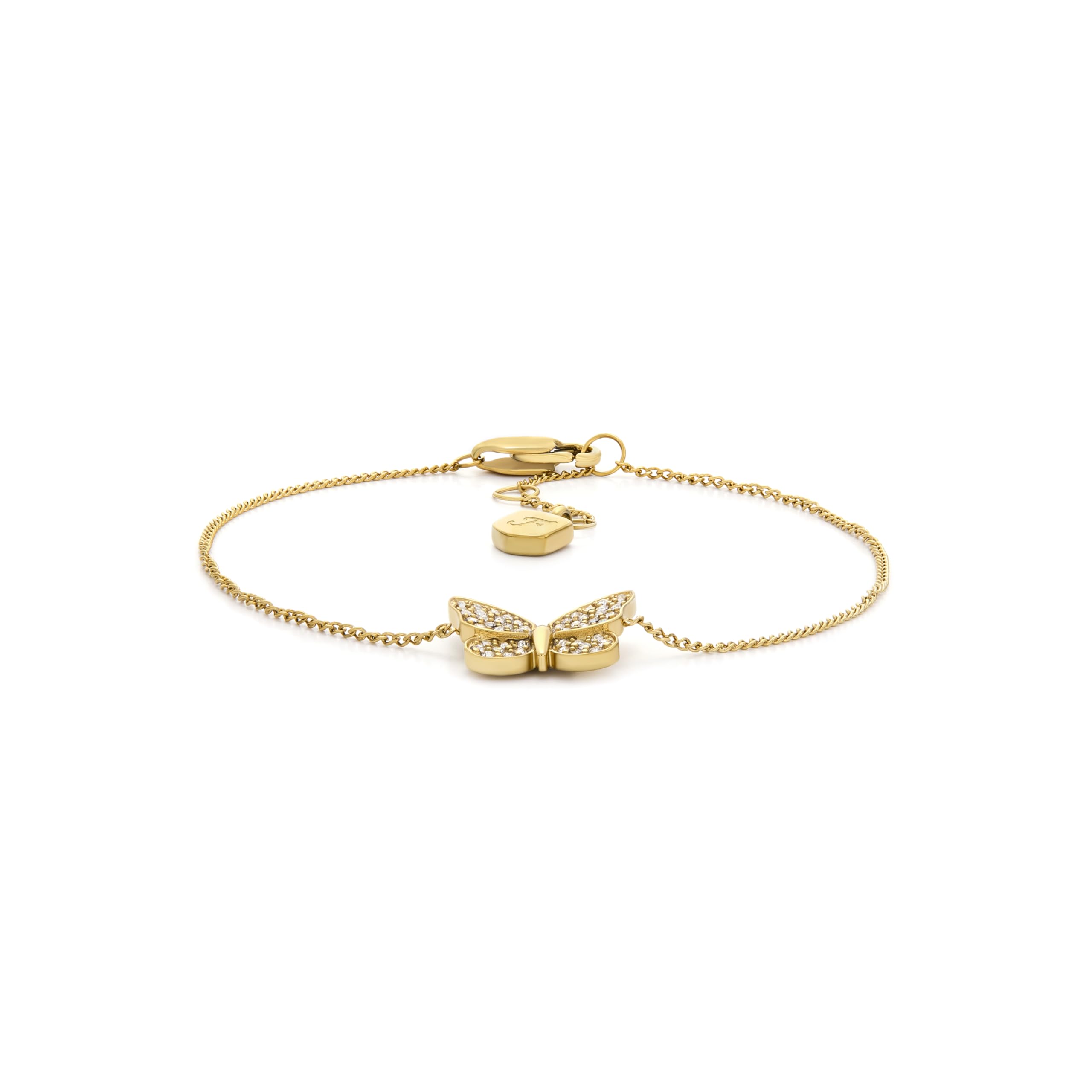 Women s SUTTON Pave Butterfly Gold-Tone Stainless Steel Station Bracelet, JF04921710