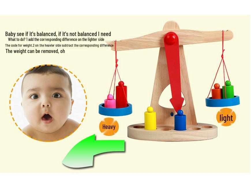 Montessori Wooden Balance Scale Toy: Early Education Game for Children